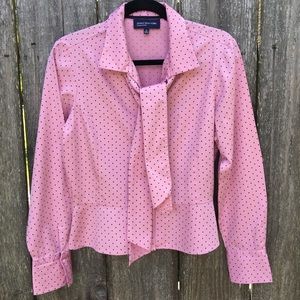 Jones New York Signature Pink Dot Peplum Blouse M